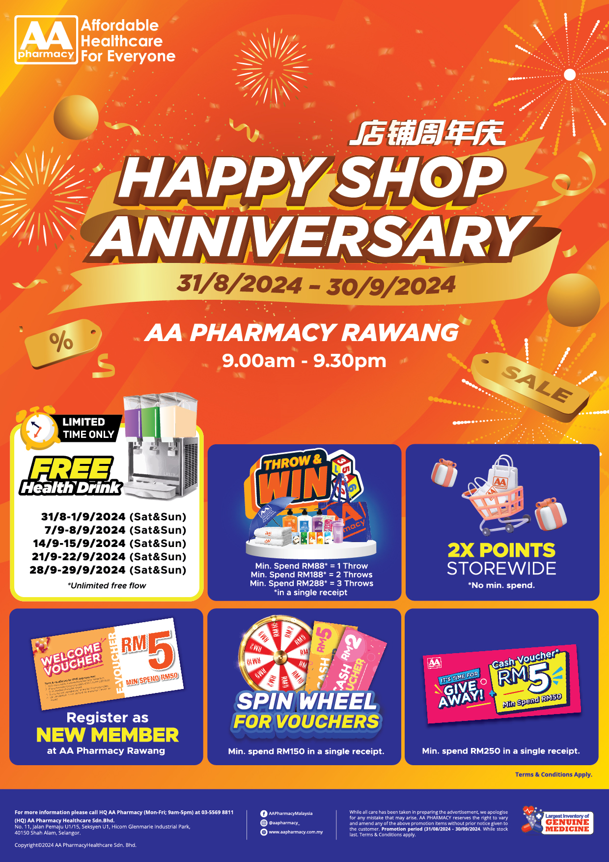 AA Pharmacy Jinjang, Kepong Grand Opening Flyer