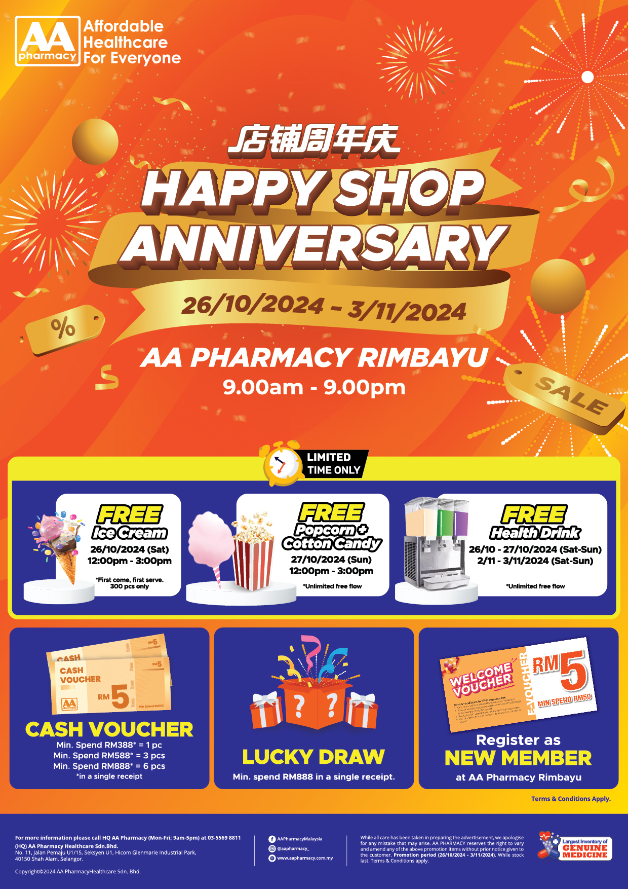 AA Pharmacy Jinjang, Kepong Grand Opening Flyer